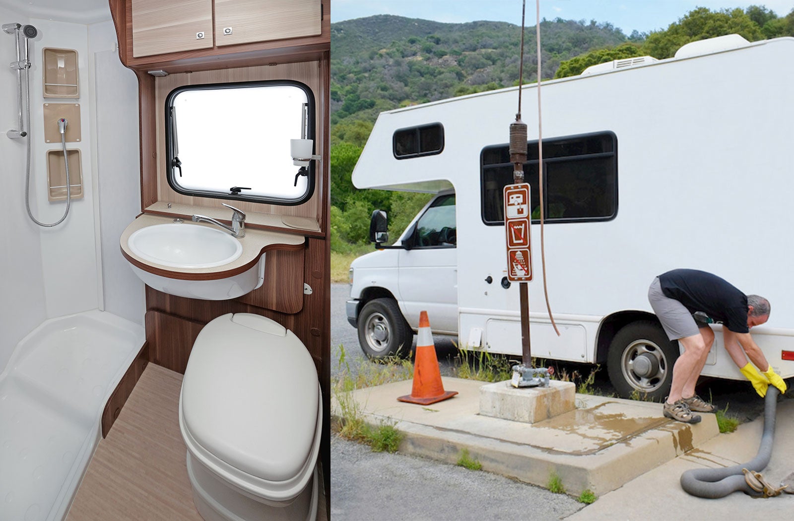 Portable RV/camper toilet and holding tank setup in Johnson City, Tennessee