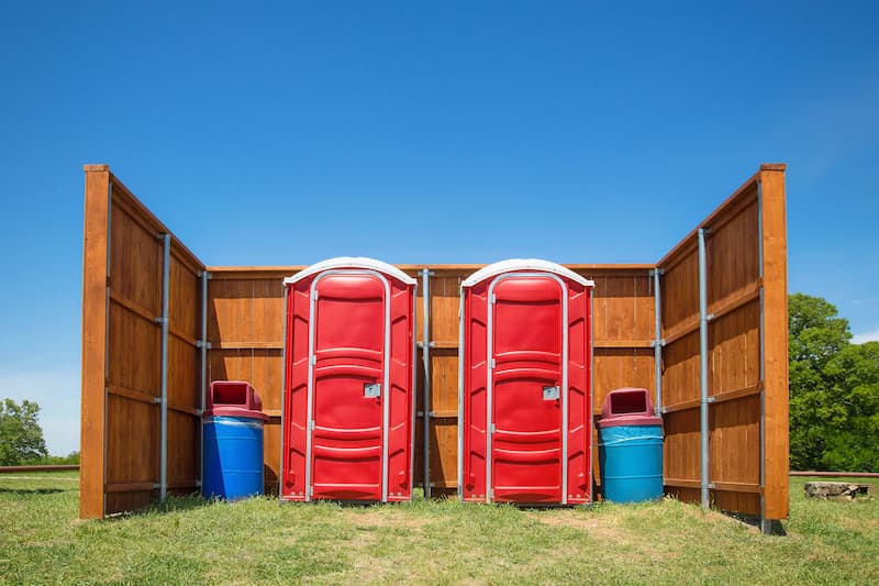 Short-term porta potty units staged for delivery in Johnson City, Tennessee